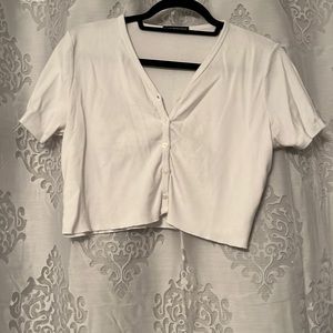 White Brandy Melville Cropped Button Up